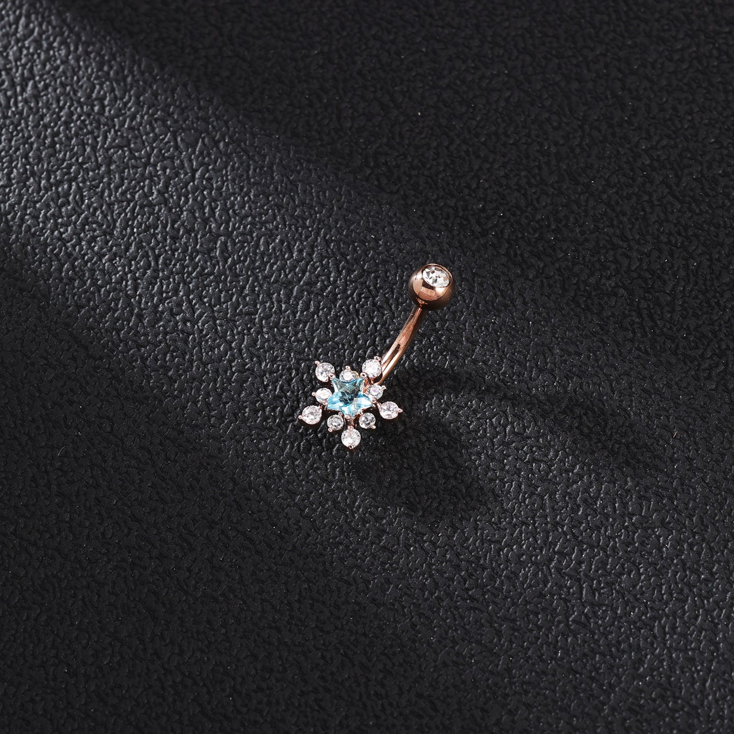 14G Snowflake Belly Navel Rings Blue Zircon Belly Button Rings