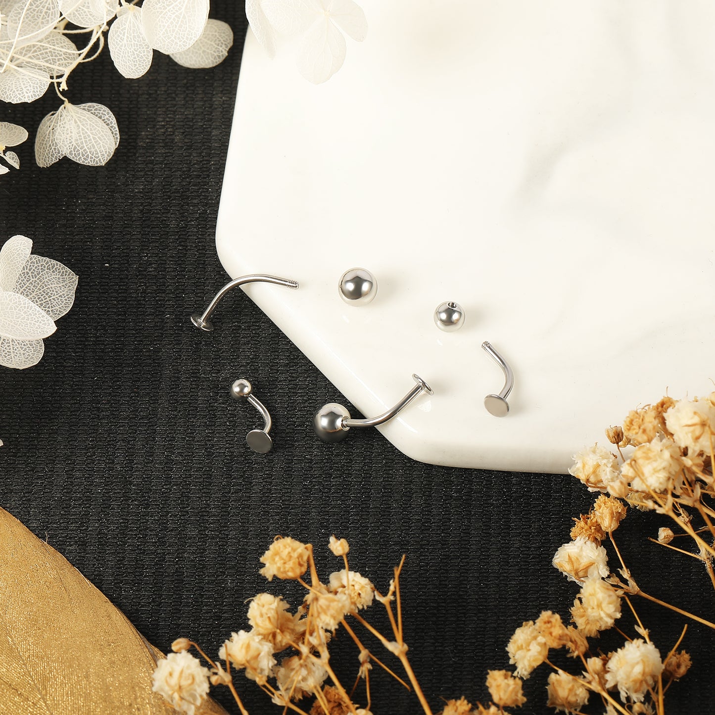 16g / 18g Flat Back Belly Navel Rings Stainless Steel Belly Button Rings