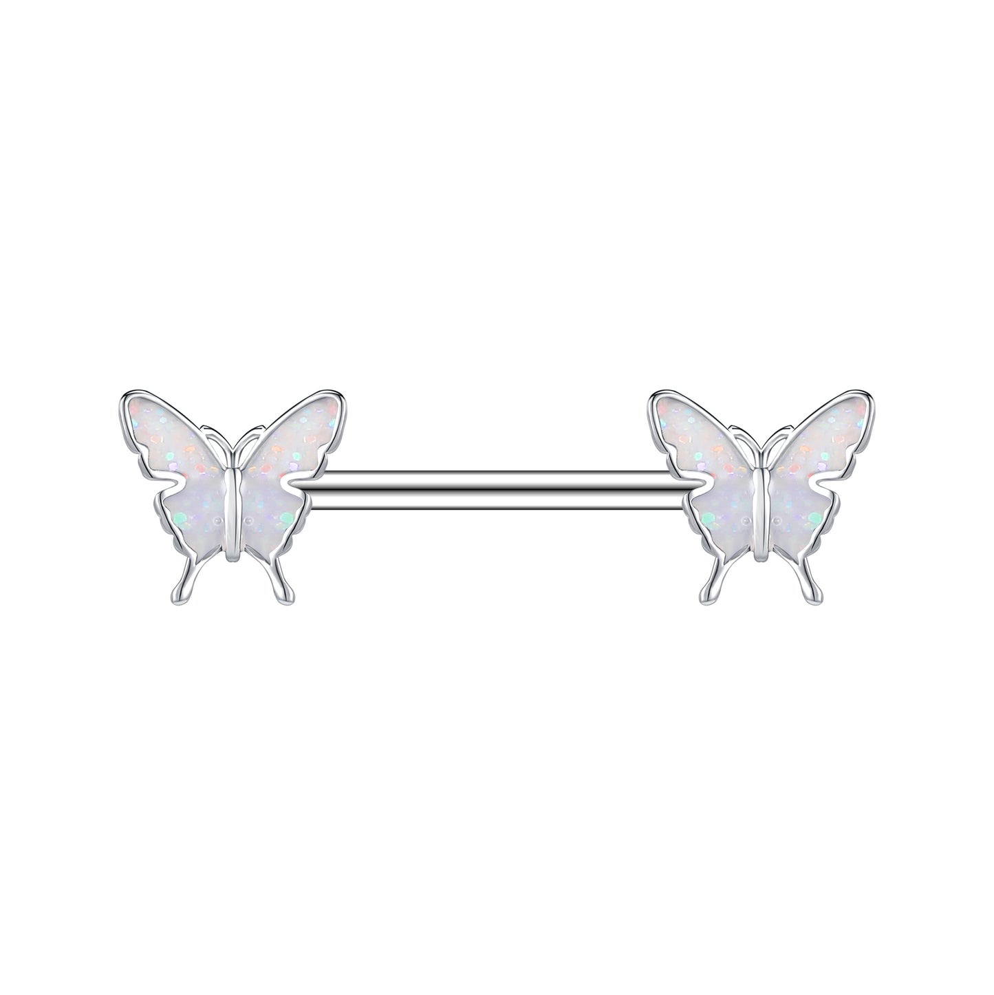 2pcs 14G Butterfly Nipple Barbell Ring Cute Nipple Piercing