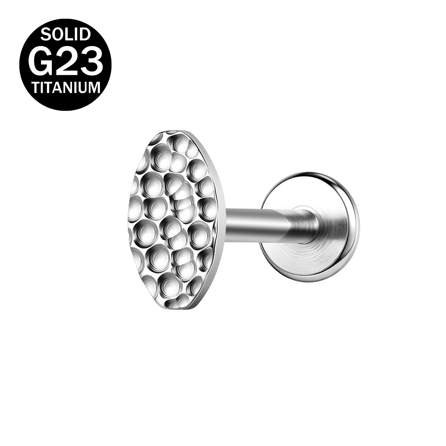 16g G23 Titanium Labret Ring Elliptic Stud Earring Threaded Conch Helix Lip Piercing