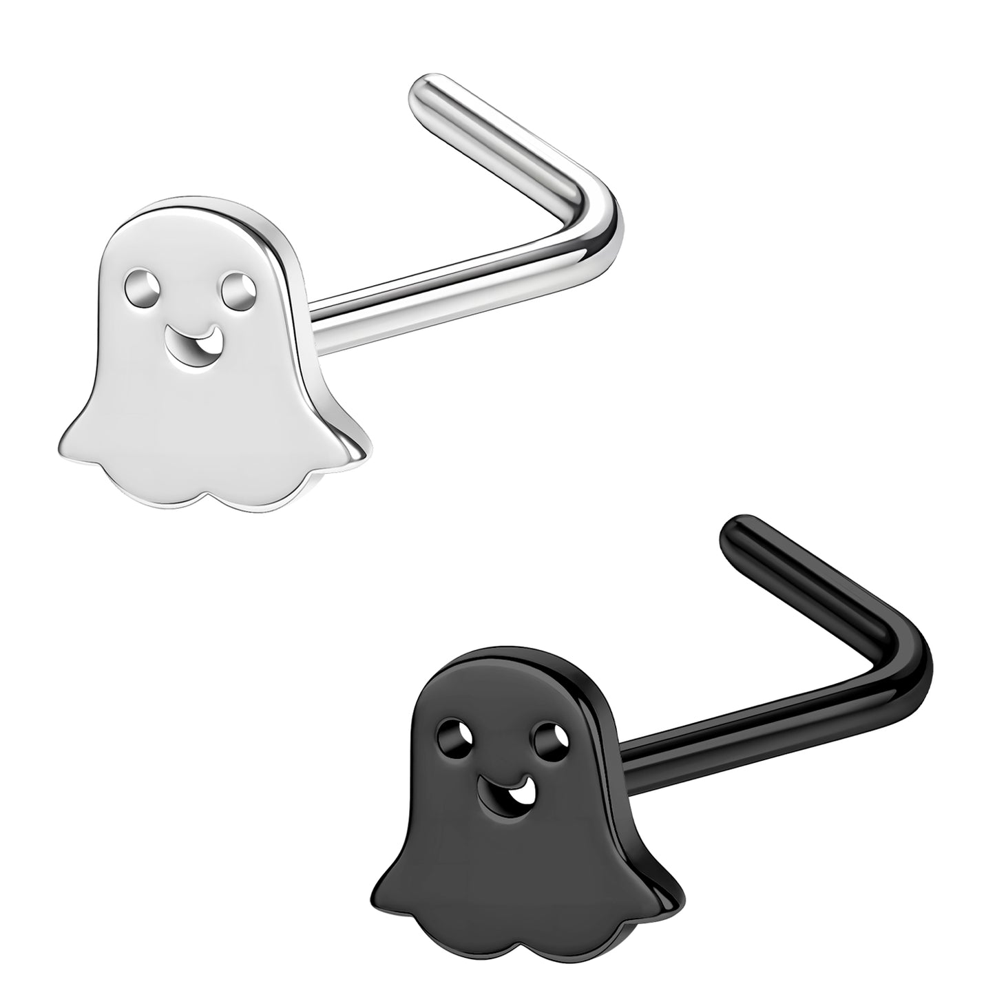 20G Ghost Nose Studs Piercing L Shape Nose Rings Halloween Nostril Piercing