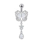 14G Butterfly Belly Navel Rings Crystal Drop Dangling Belly Button Rings