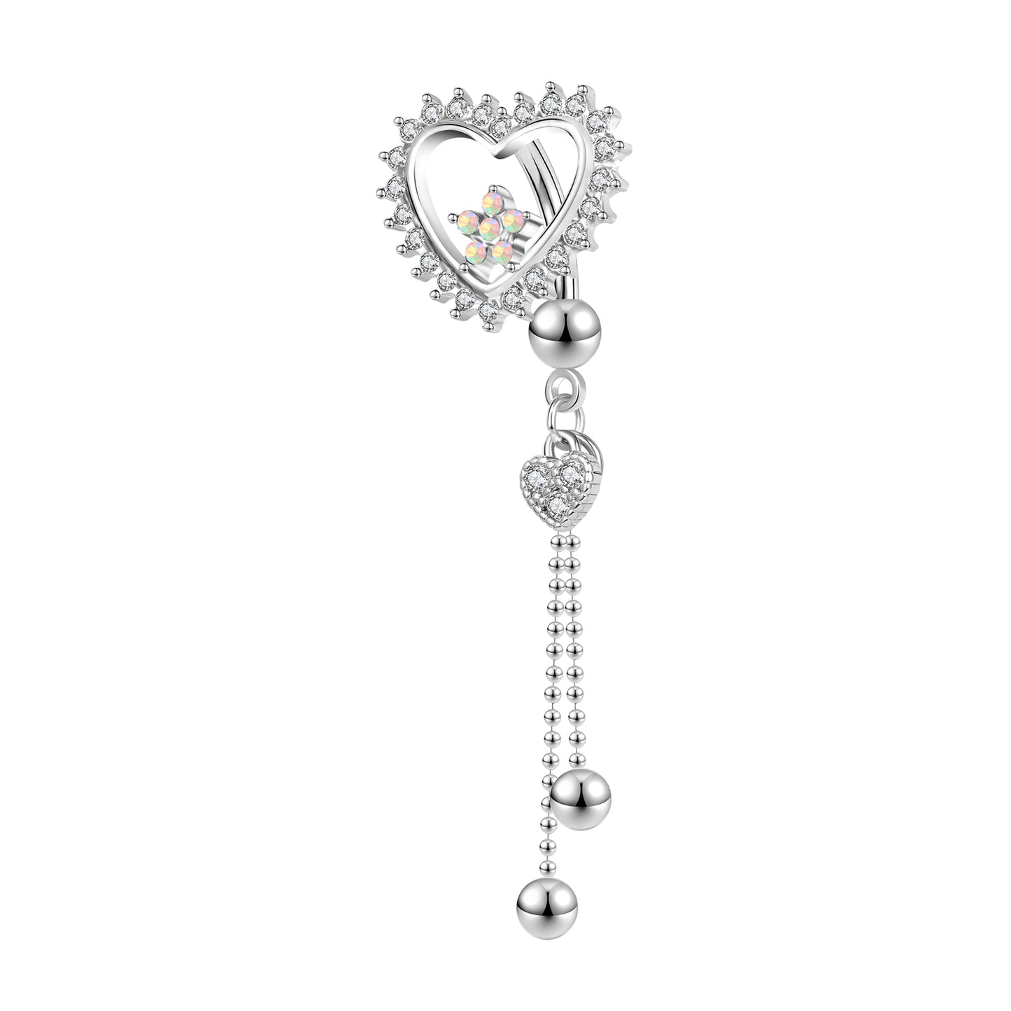 14G Heart Belly Navel Rings Bling Crystal Belly Button Rings