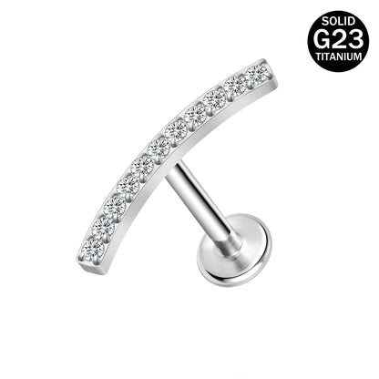 16g G23 Titanium Labret Ring White Zircon Stud Earring Threaded Conch Helix Lip Piercing