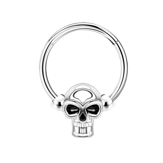 16g Skull Nose Ring Hinged Septum Ring Piercing Jewelry