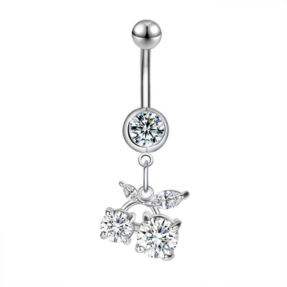 14G Cherry Dangle Belly Navel Rings CZ Crystal Belly Button Rings