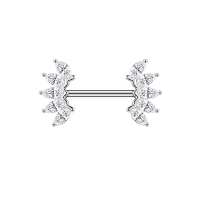 2Pcs 14G Stainless Steel Nipple Rings White Zircon Nipple Piercing Barbell Jewelry