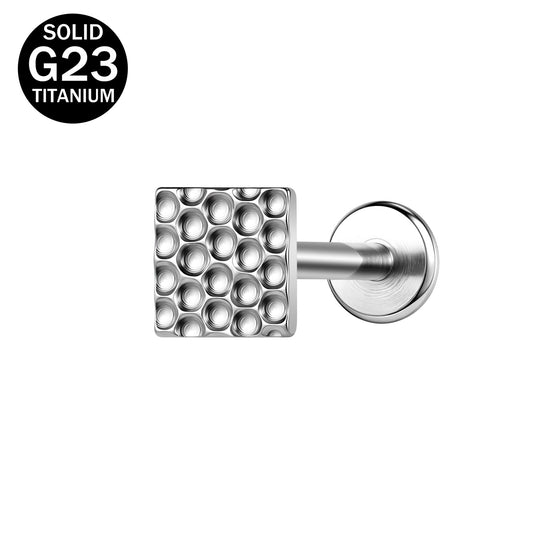 16g G23 Titanium Labret Ring Square Stud Earring Threaded Conch Helix Lip Piercing