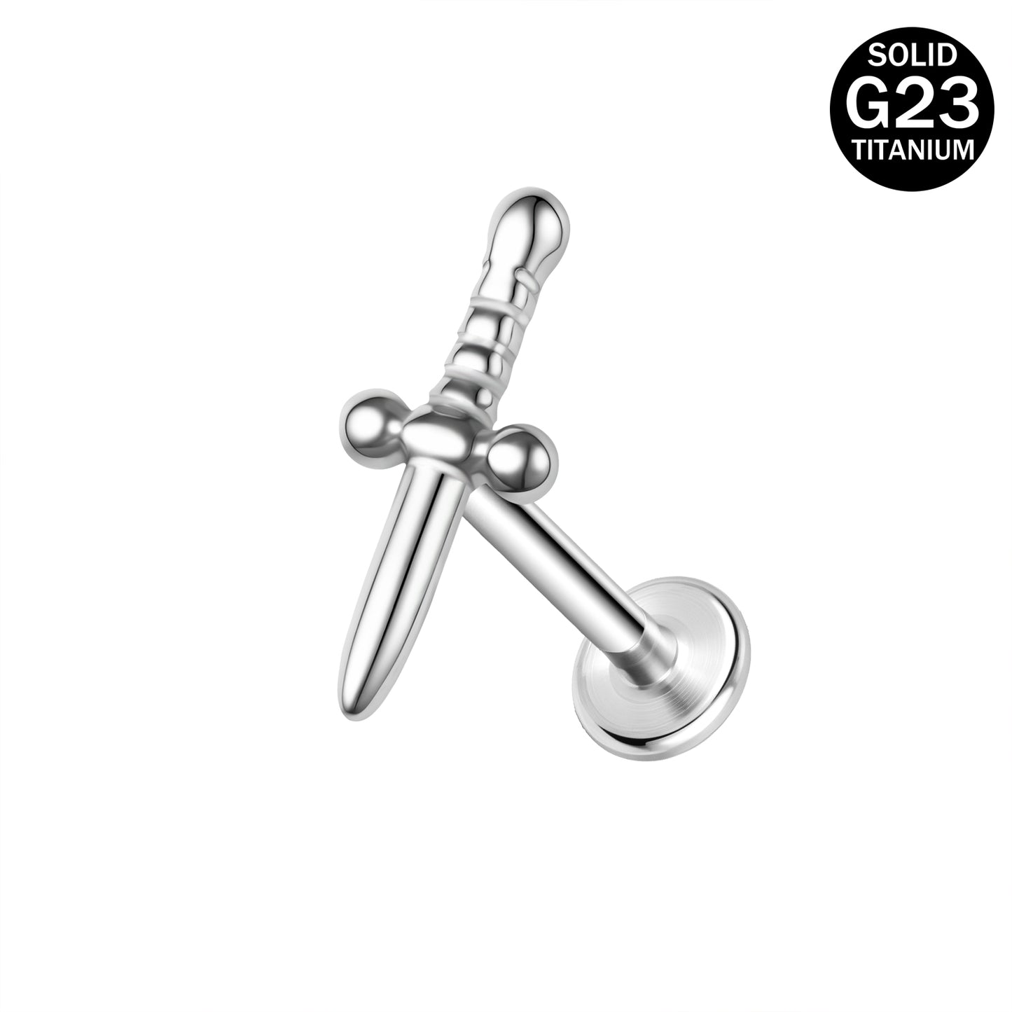 16g G23 Titanium Labret Ring Sword Stud Earring Threaded Conch Helix Lip Piercing