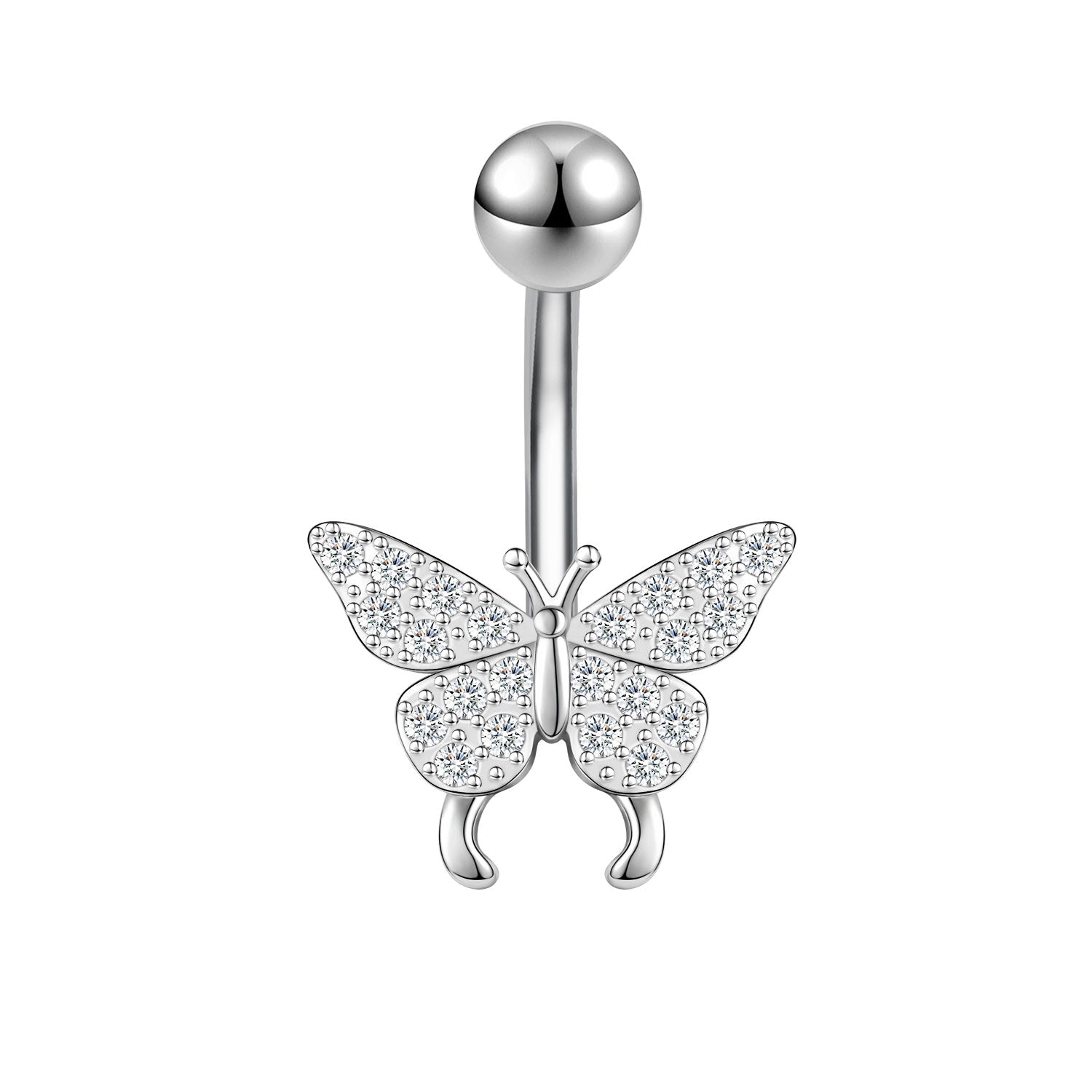 14G Butterfly Belly Navel Rings Bling Zircon Belly Button Rings