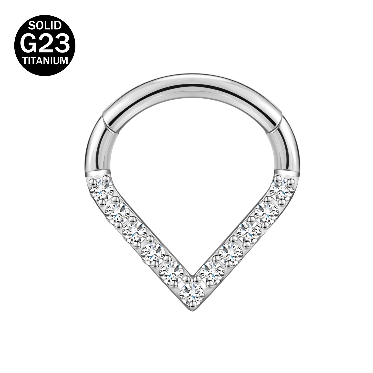 16g G23 TItanium Nose Ring Clear Zircon Septum Ring Piercing Jewelry