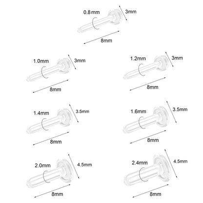 14g/18g/20g Nose Studs Piercing Nose Bone Rings Clear Glass Nostril Piercing