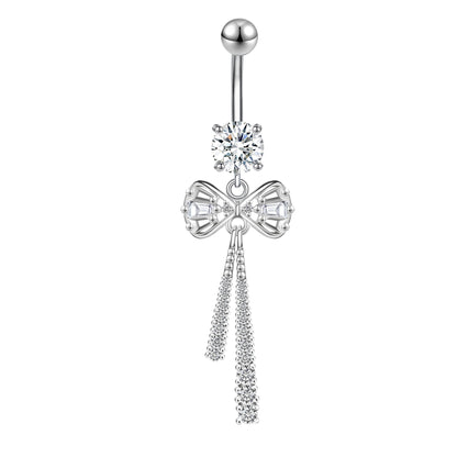 14G Bowknot Belly Navel Rings Clear Zircon Belly Button Rings