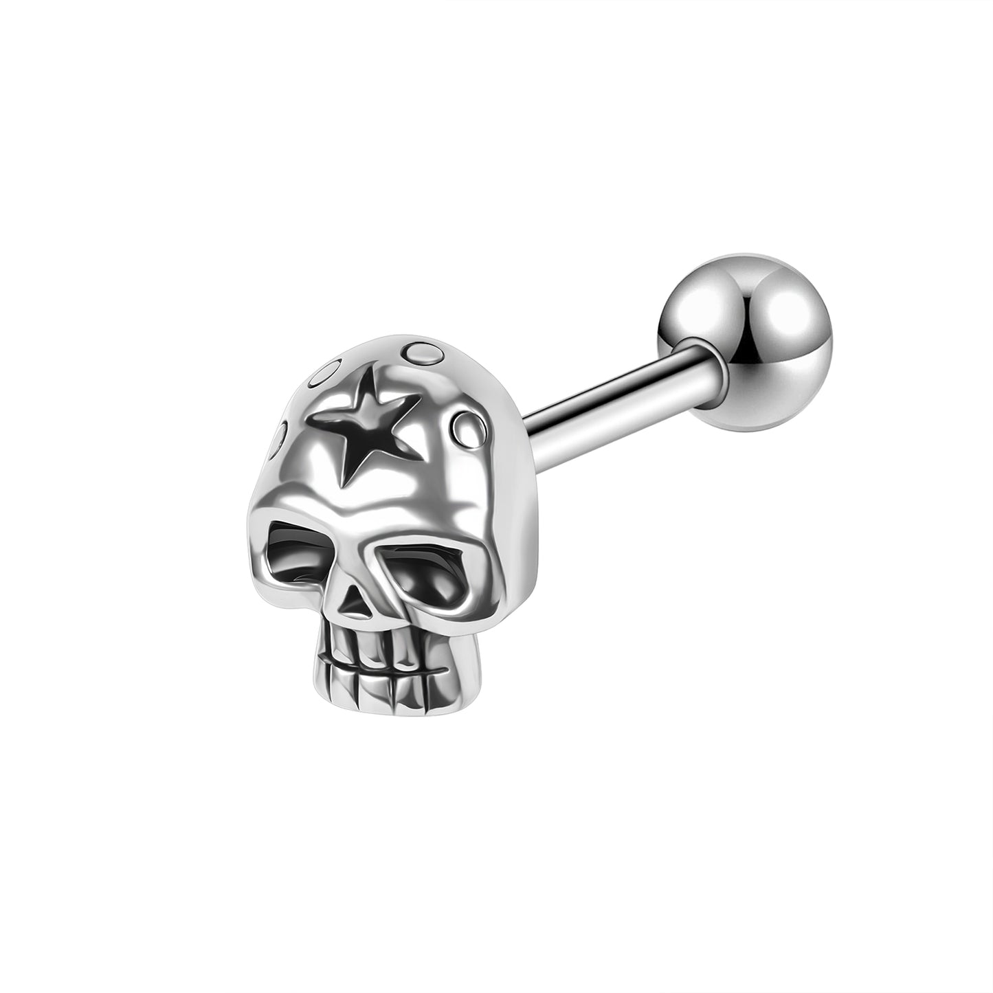 14g Skull Tongue Ring Threaded Tongue Piercing Barbell Jewelry