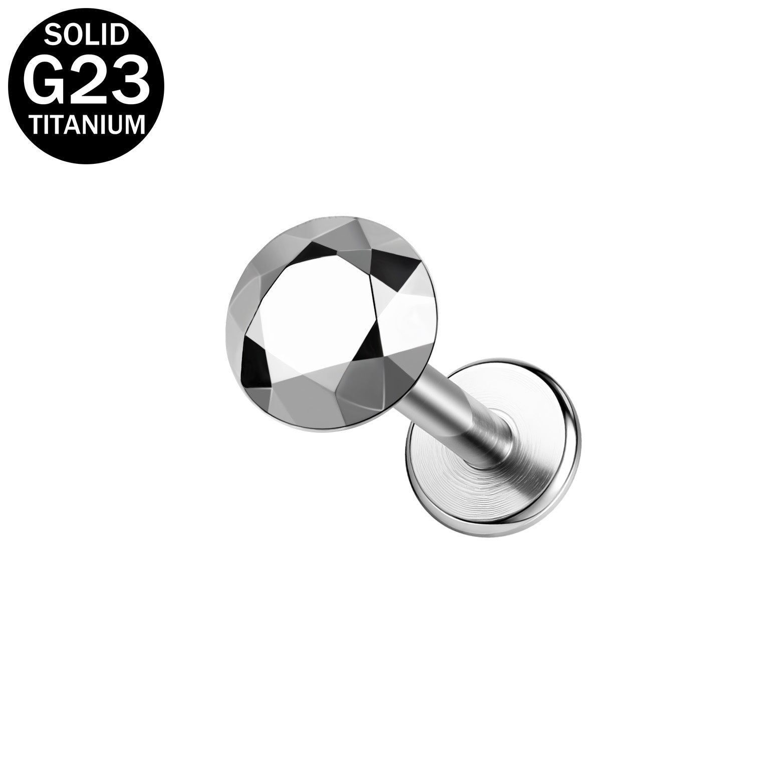 16g G23 Titanium Labret Ring Round Stud Earring Threaded Conch Helix Lip Piercing