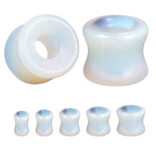 1 Pair 5-12mm Ear Plug Tunnel White Opalite Ear Expanders Double Flare Ear Gauges