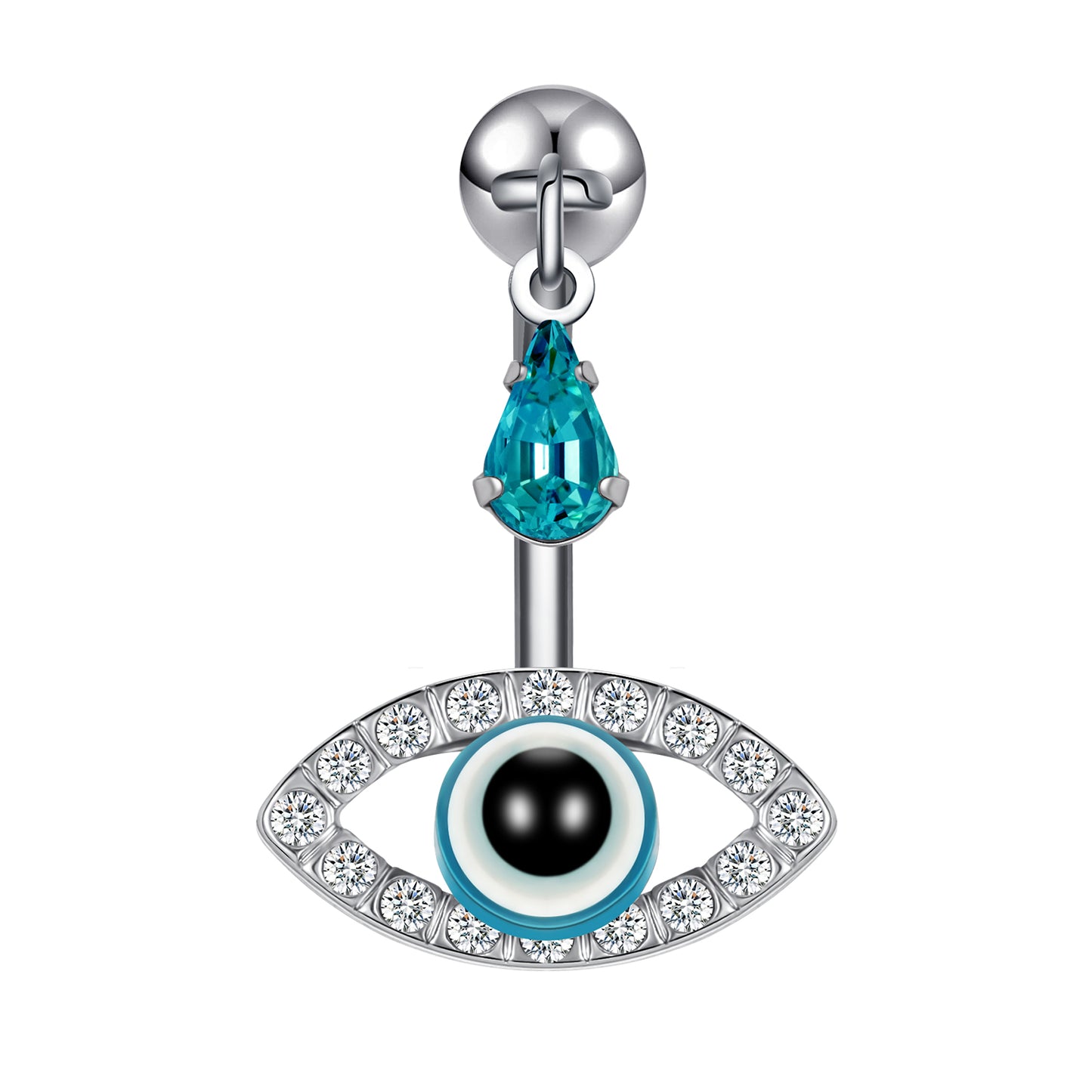 14G Evil Eye Belly Navel Rings Blue Crystal Belly Button Rings