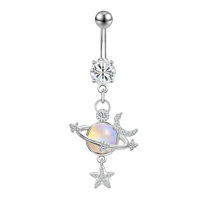 14G Bling Moon Star Belly Navel Rings Orbiting Planet Belly Button Rings