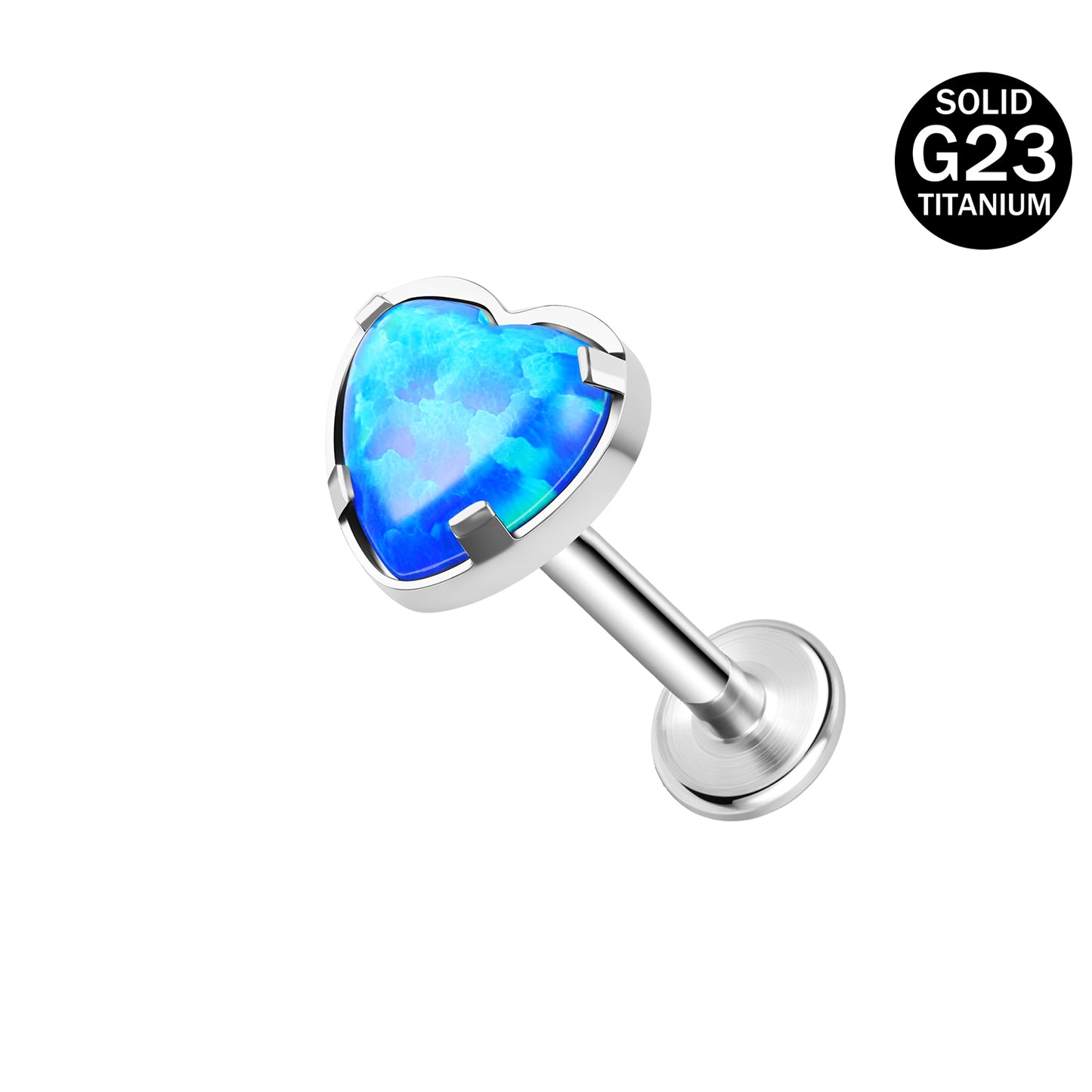 16g G23 Titanium Labret Ring Blue Opal Stud Earring Conch Helix Lip Piercing