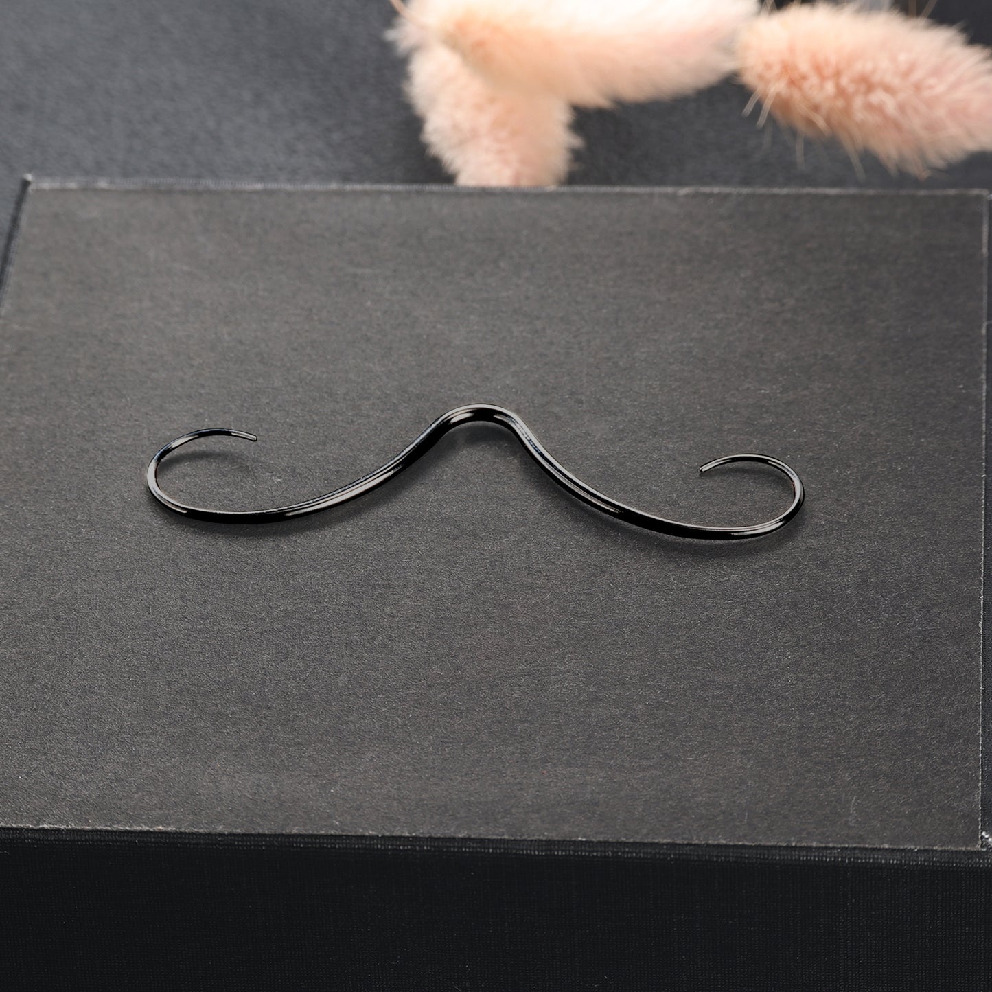 14G/16G Black Mustache Septum Ring Nose Piercing Jewelry