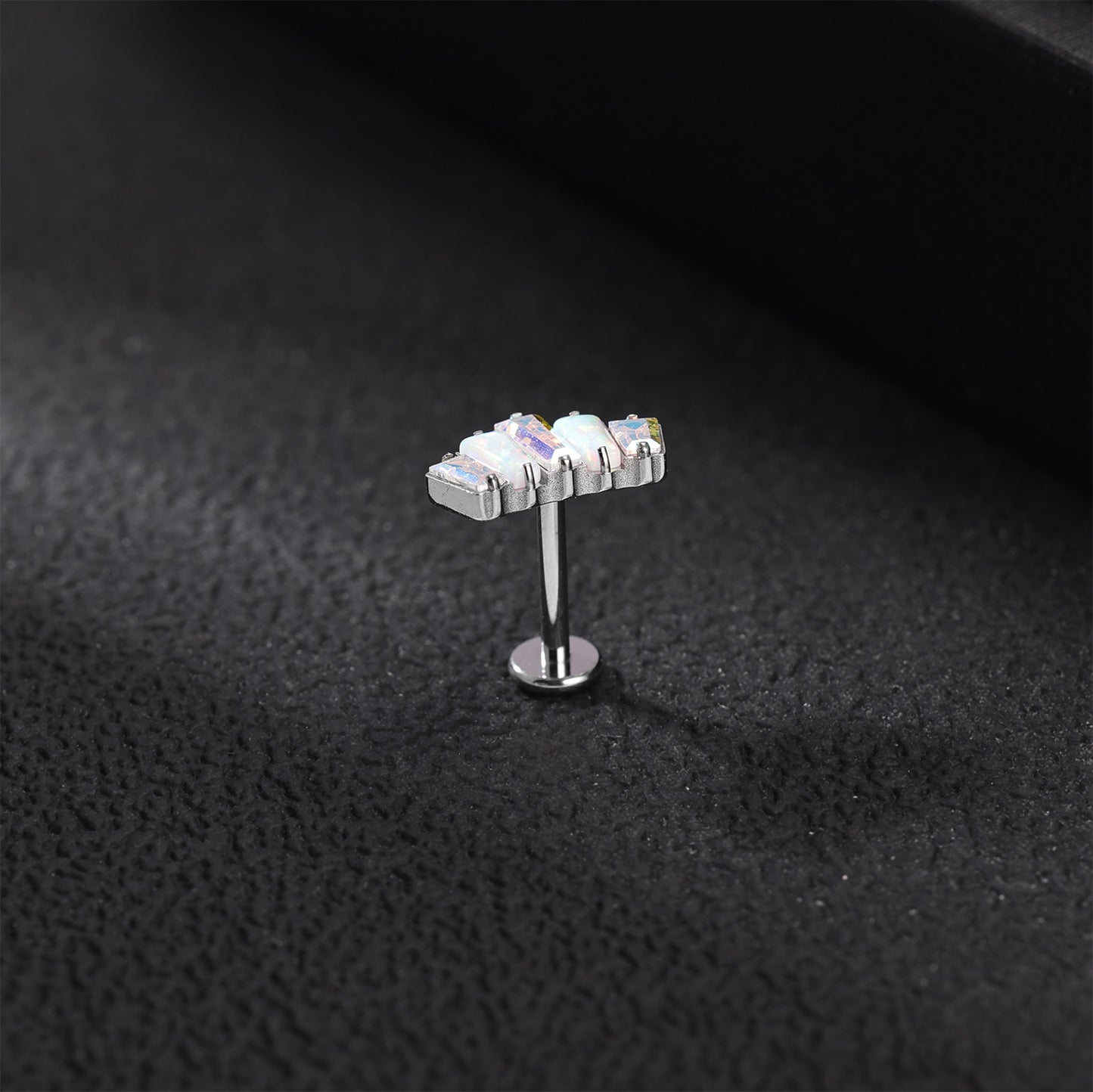 16g G23 Titanium Labret Ring Bling Zircon Stud Earring Threaded Conch Helix Lip Piercing