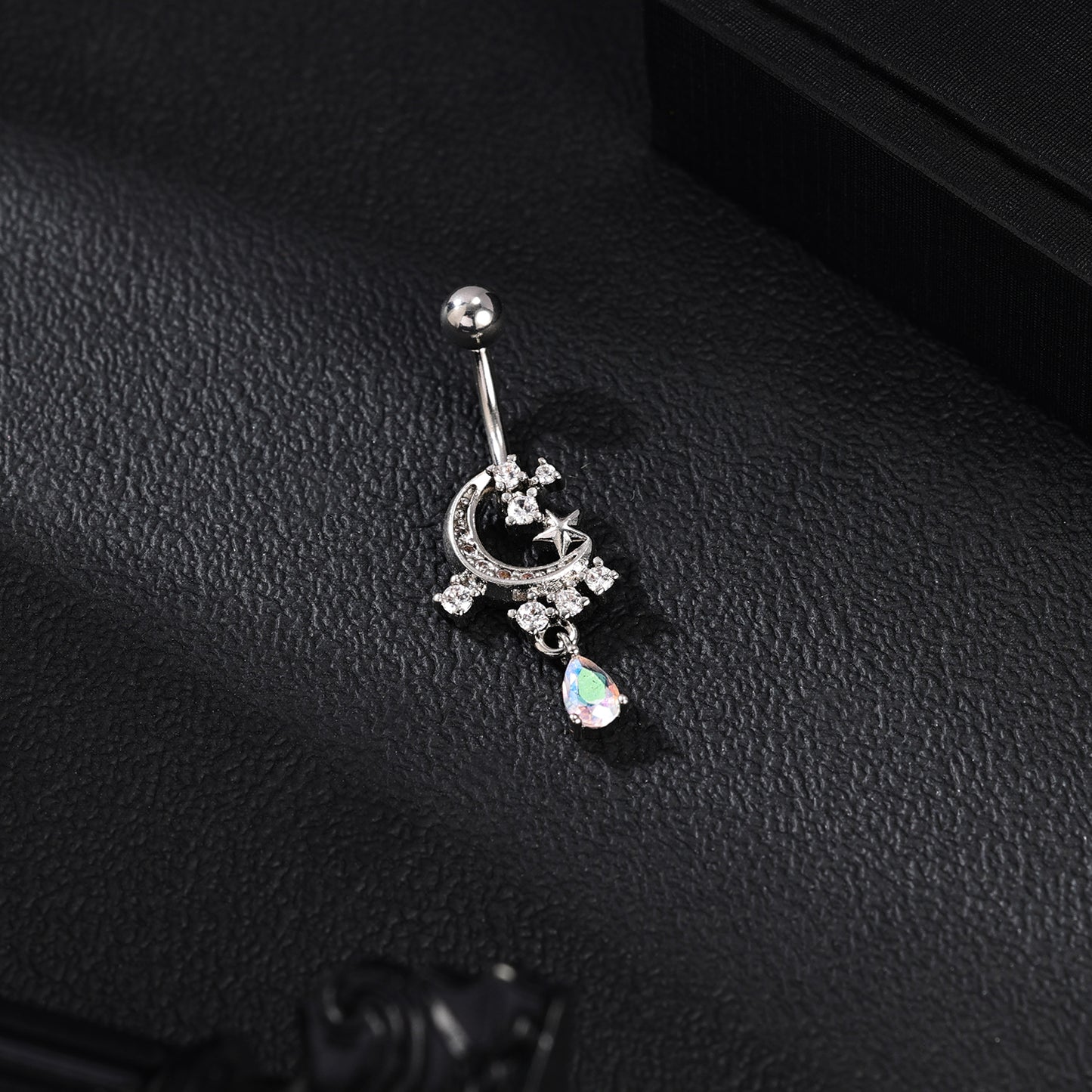 14G Moon Star Belly Navel Rings Zircon Dangle Belly Button Rings