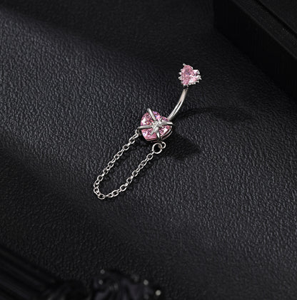 14G Stainless Steel Belly Navel Rings Pink Zircon Belly Button Rings