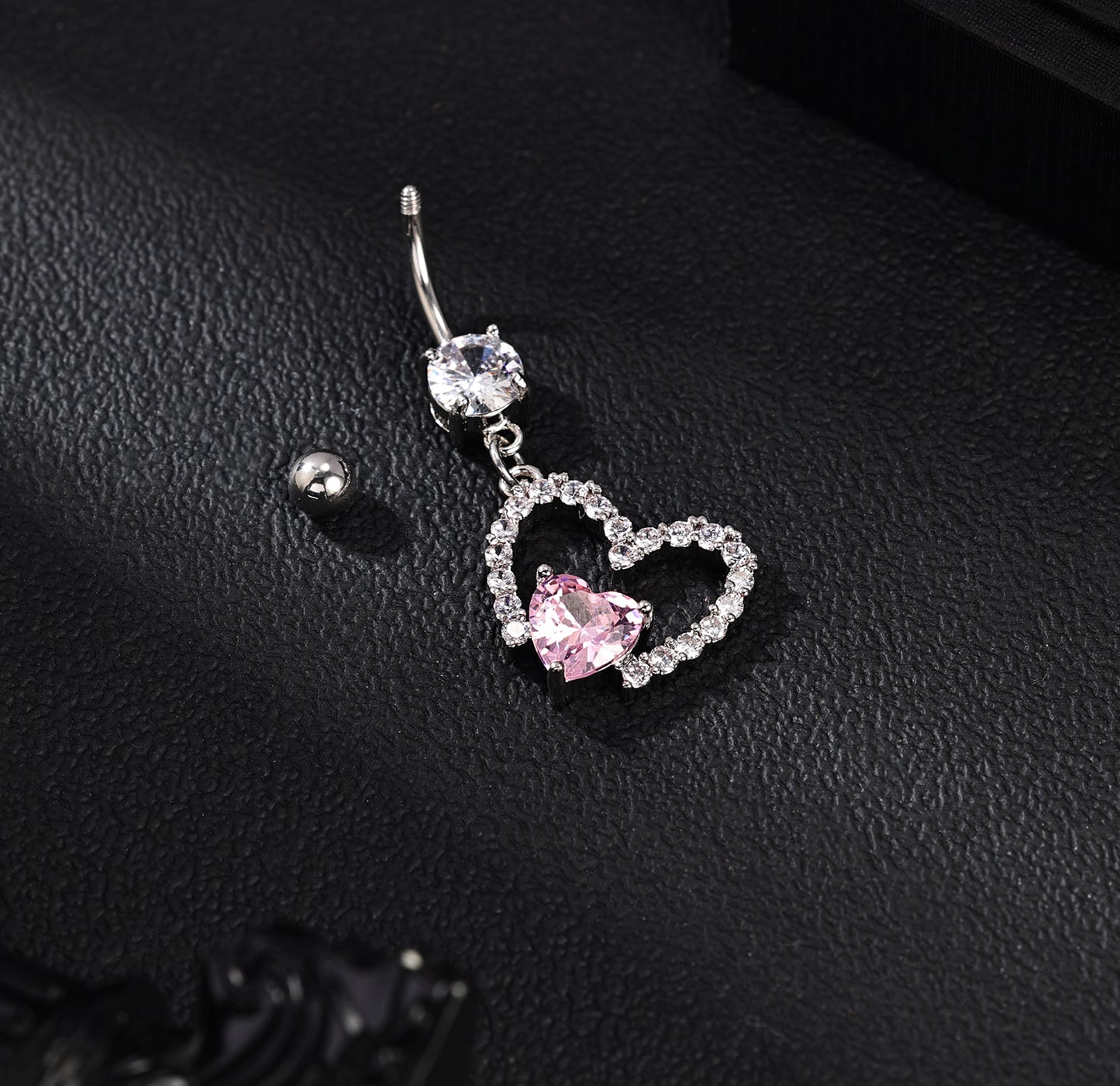 14G Heart Dangle Belly Navel Rings Bling Zircon Belly Button Rings