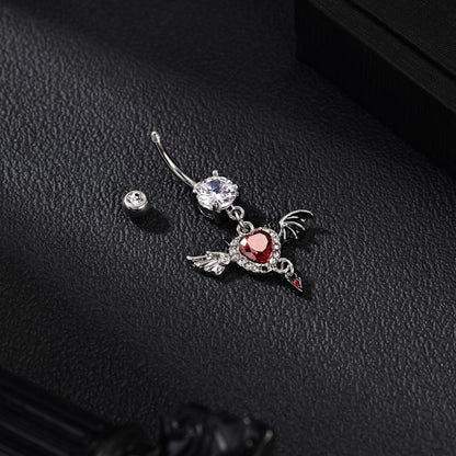 14G Devil Wings Belly Navel Rings Red Zircon Belly Button Rings