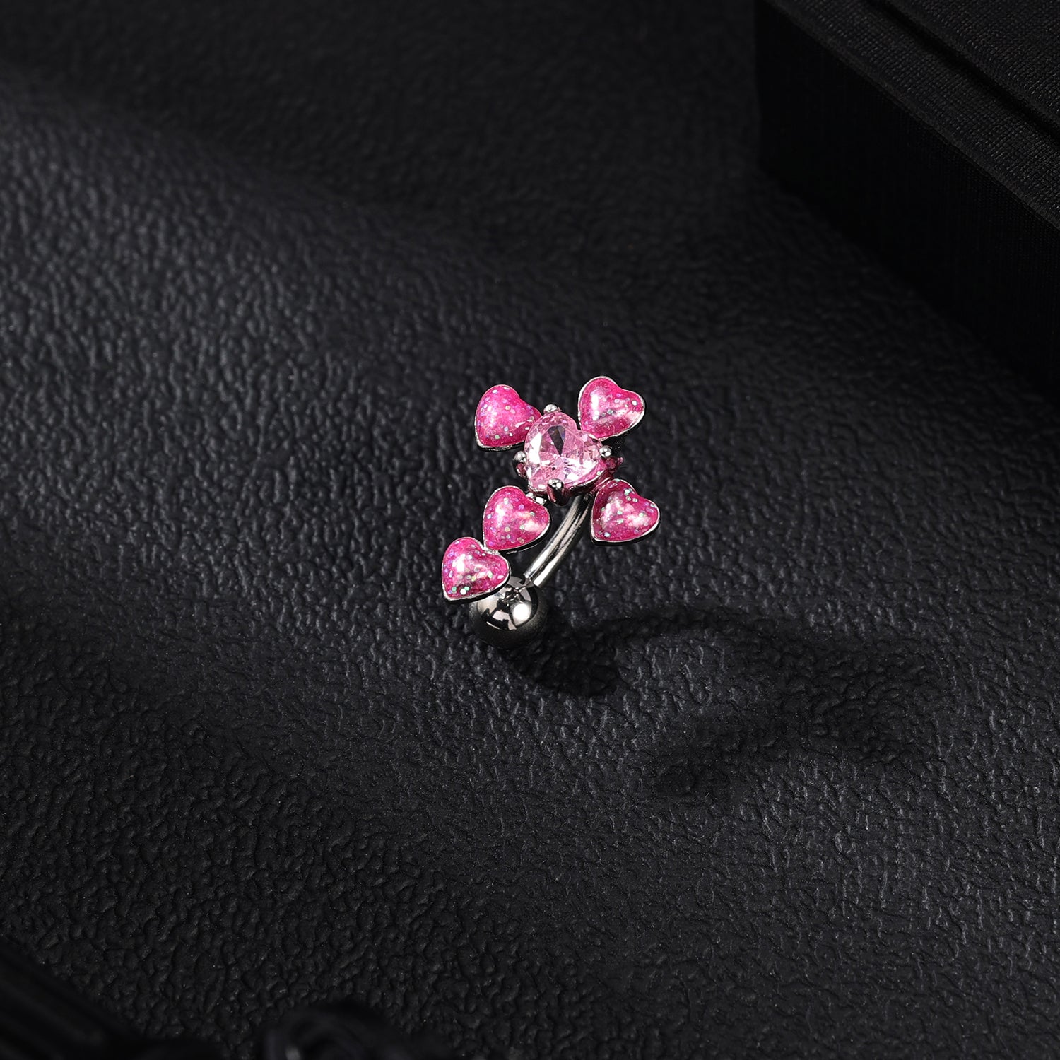 14G Heart Belly Navel Rings Pink Zircon Belly Button Rings