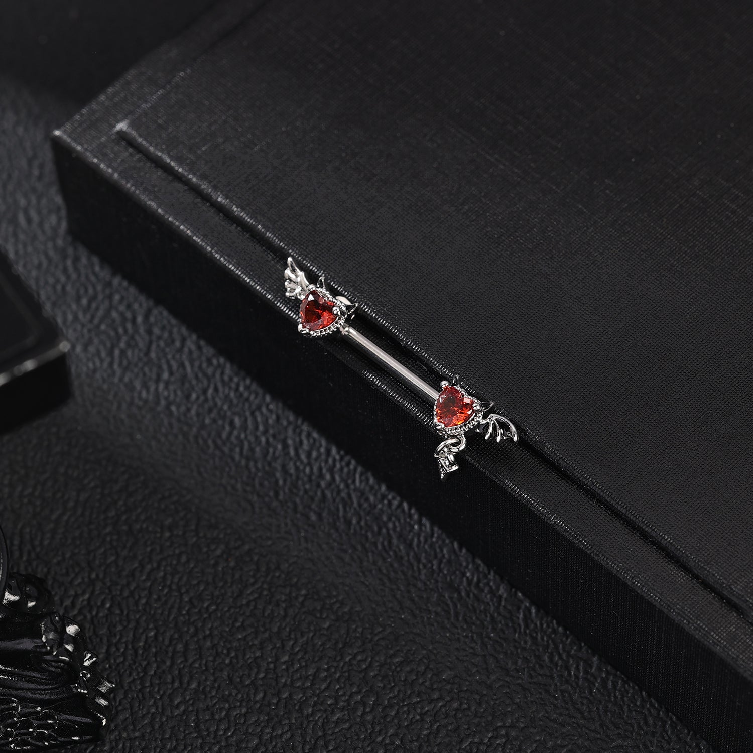 2Pcs 14G Devil Wings Nipple Rings Red Zircon Nipple Piercing Barbell Jewelry