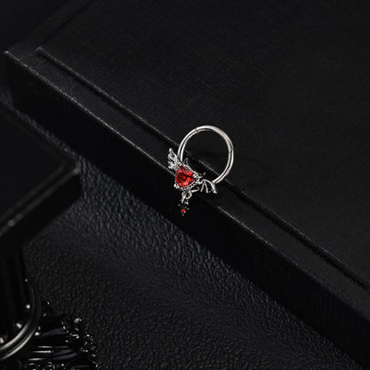 16g Double Wings Nose Ring Red Zircon Septum Ring Piercing Jewelry