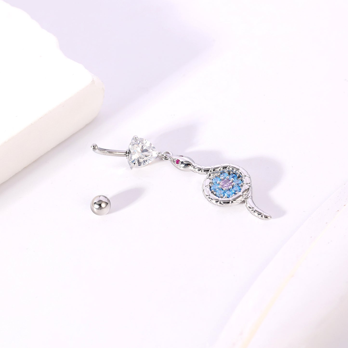 14G Snake Belly Rings Inlay AAA Cubic Zirconia Belly Navel Button Rings