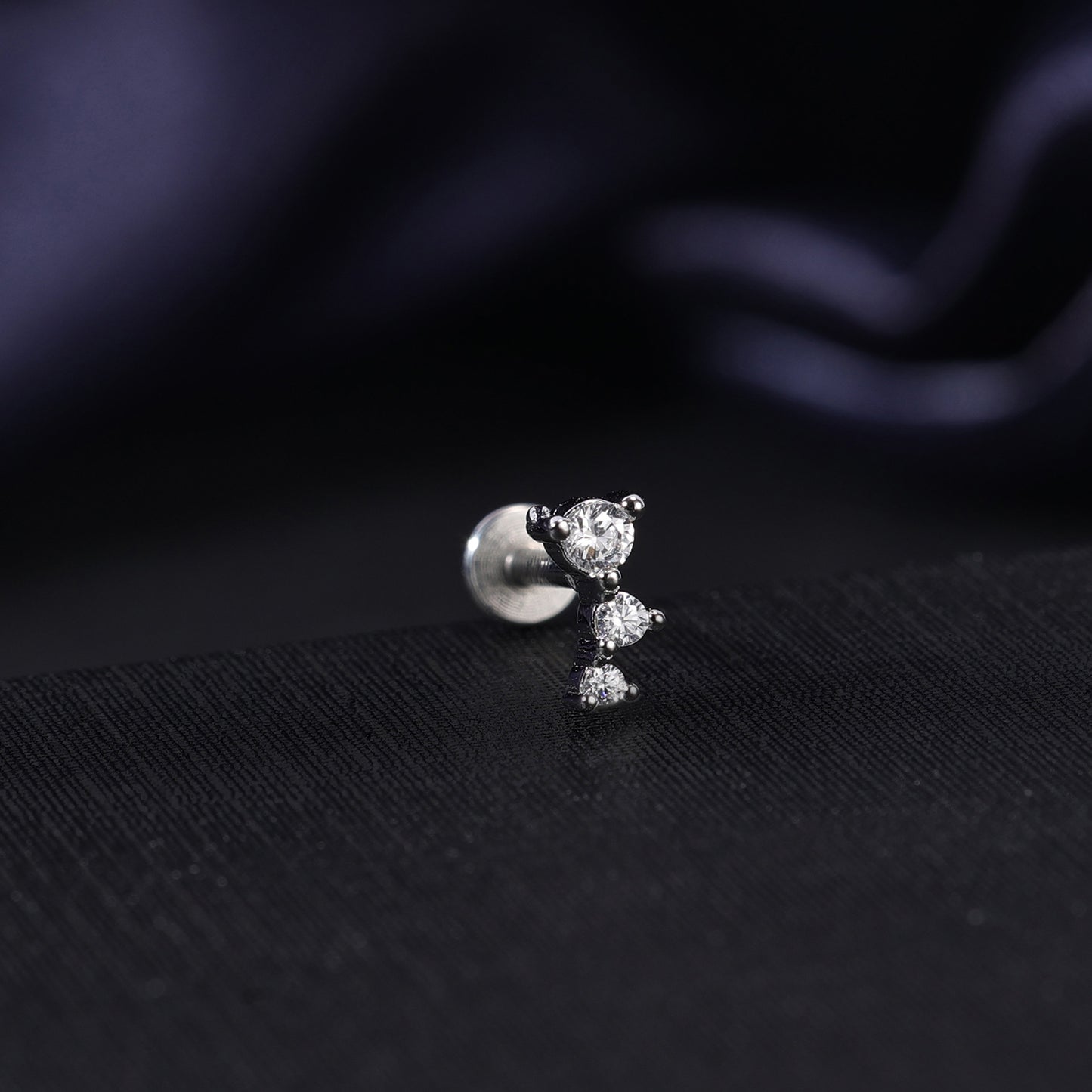 16g Thread Labret Ring Flat Back Stud Earring CZ Conch Helix Lip Piercing