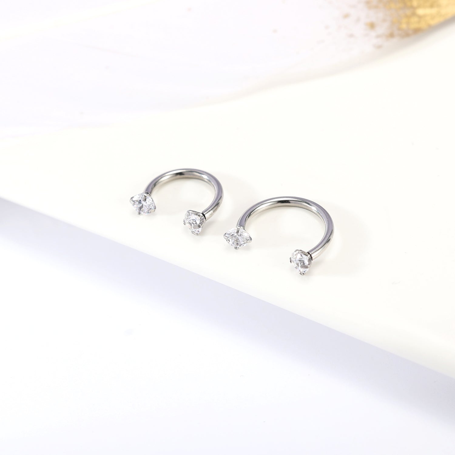 16g Horse Shoe Septum Ring Clear Zircon Nose Piercing Jewelry