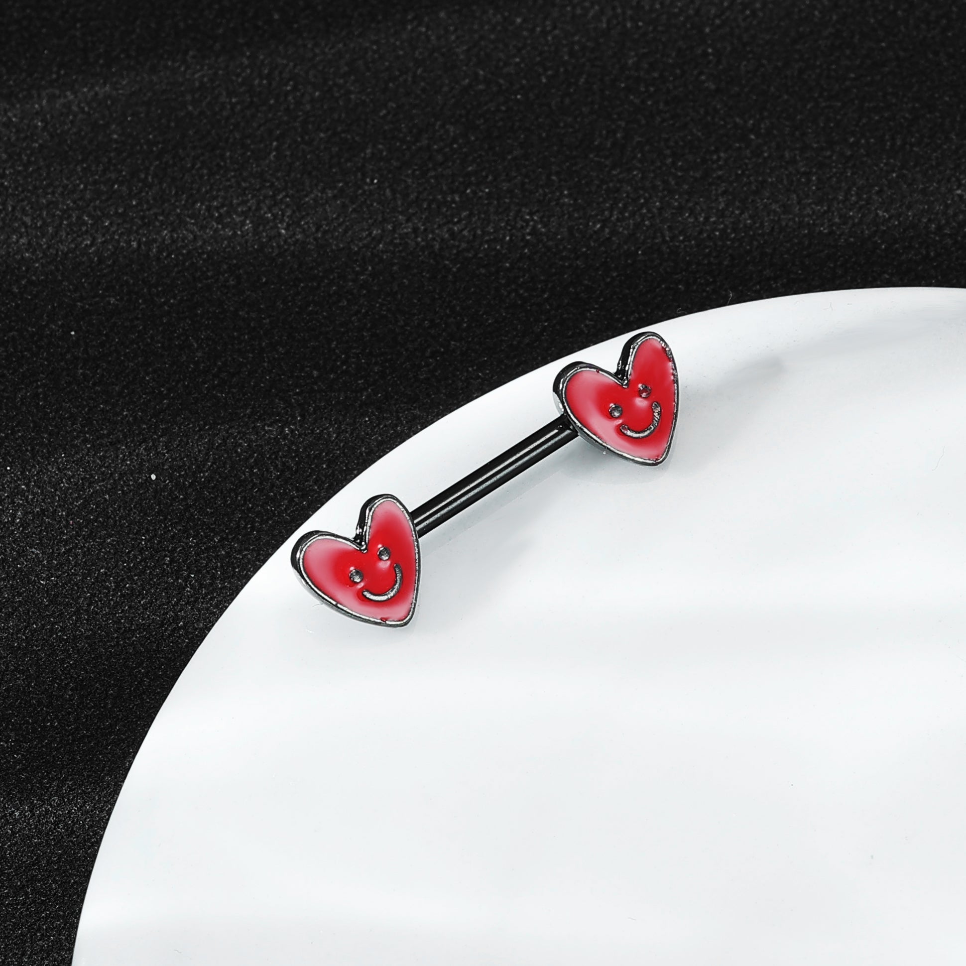 2Pcs 14G Heart Nipple Rings Smiling Face Nipple Piercing Barbell Jewelry