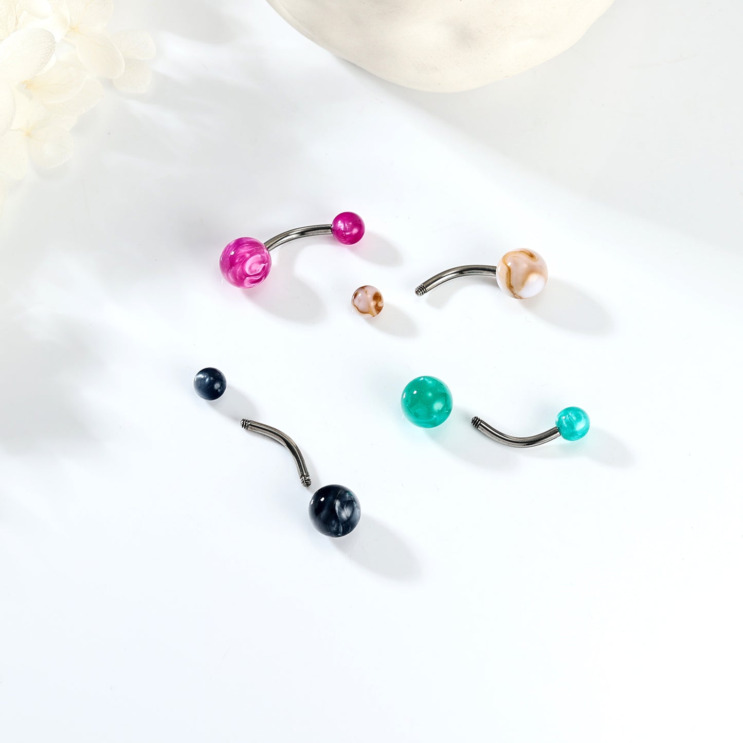 14G Acrylic Belly Navel Rings Curved Belly Button Rings Barbell Piercing