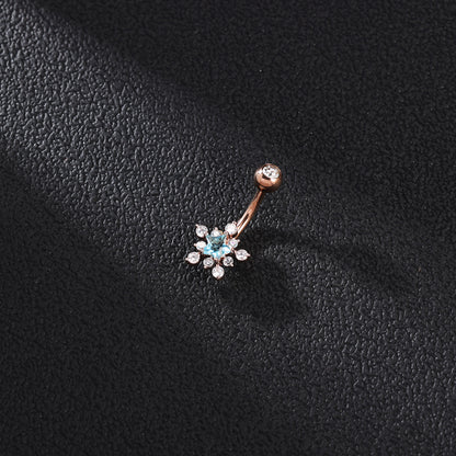 14G Snowflake Belly Navel Rings Blue Zircon Belly Button Rings