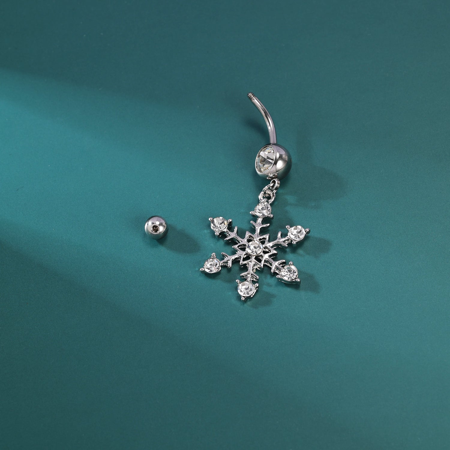 14G Snowflake Dangle Belly Navel Rings Clear Zircon Belly Button Rings