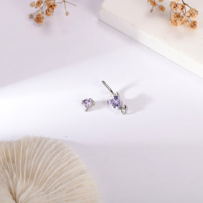 14G Devil Heart Belly Navel Rings Purple Zircon Belly Button Rings