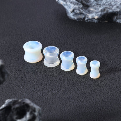 1 Pair 5-12mm Ear Plug Tunnel White Opalite Ear Expanders Double Flare Ear Gauges