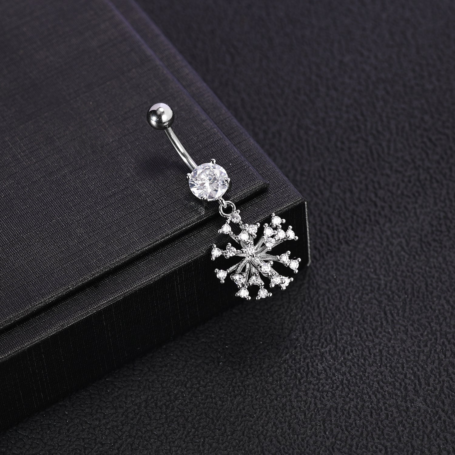 14G Snowflake Belly Navel Rings Clear Zircon Belly Button Rings