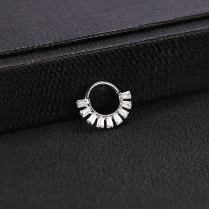 16g G23 TItanium Nose Ring Bling Zircon Septum Ring Piercing Jewelry