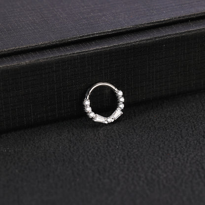 16g G23 TItanium Nose Ring Clear Zircon Septum Ring Piercing Jewelry