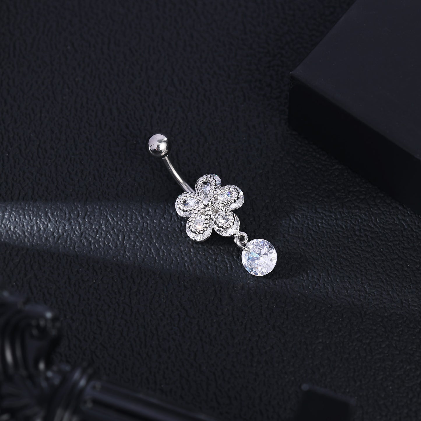 14G Flower Belly Navel Rings Zirconia Dangle Belly Button Rings