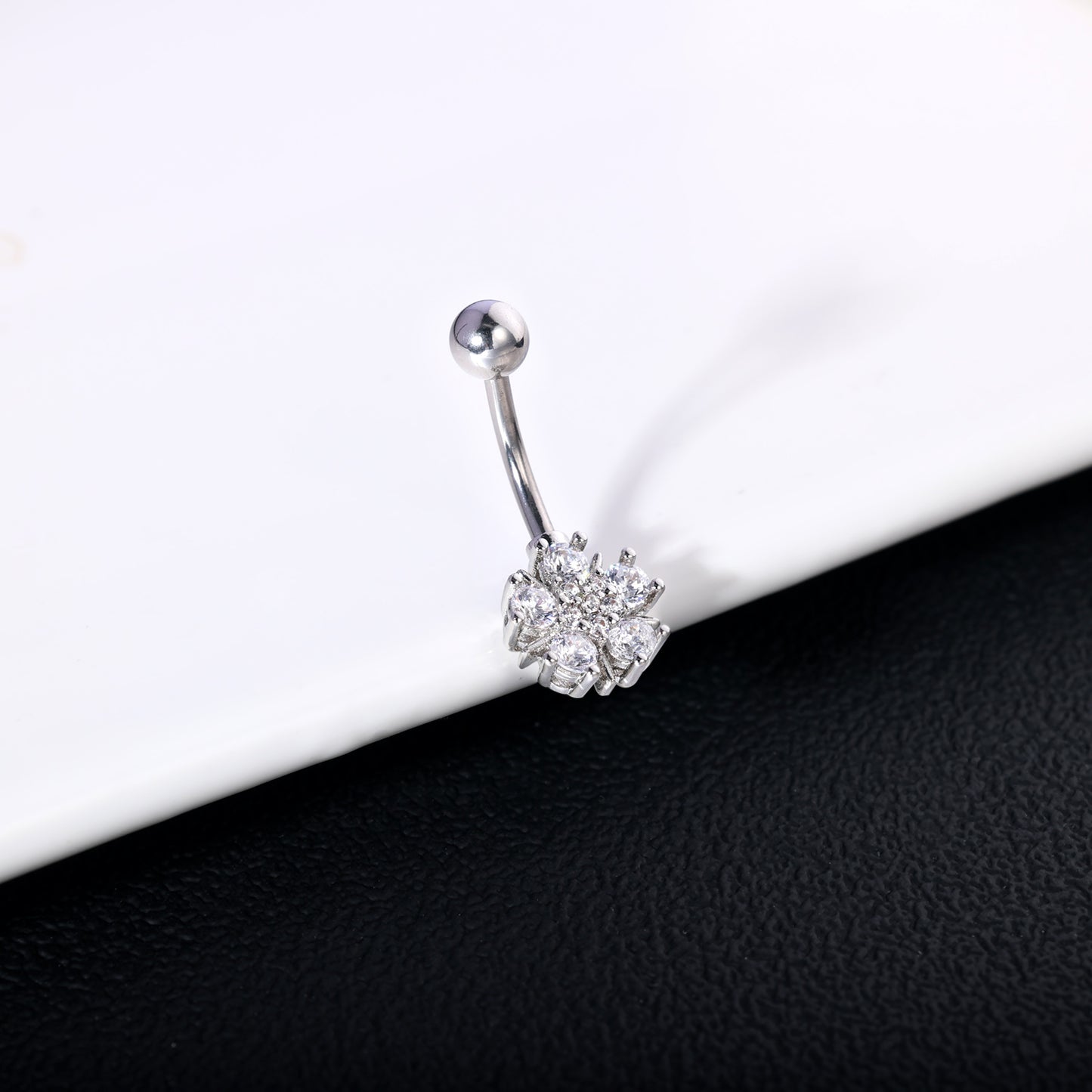 14G Flower Belly Navel Rings Cubic Zirconia Belly Button Rings