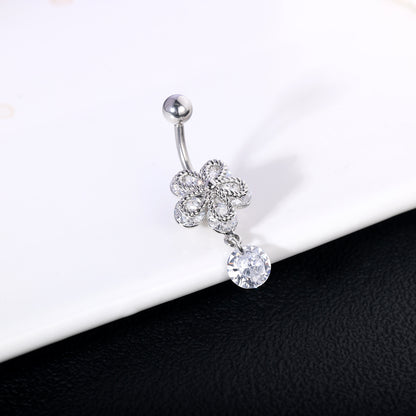 14G Flower Belly Navel Rings Zirconia Dangle Belly Button Rings