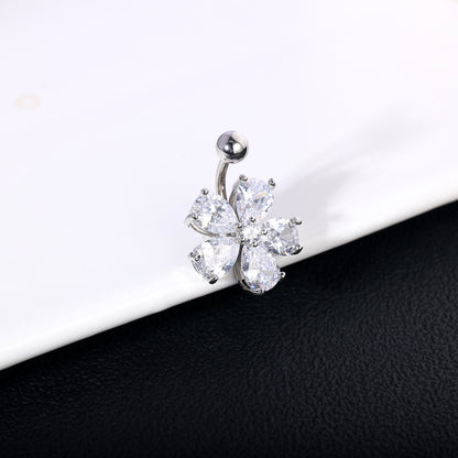 14G Flower Belly Navel Rings Sparkling Zirconia Belly Button Rings