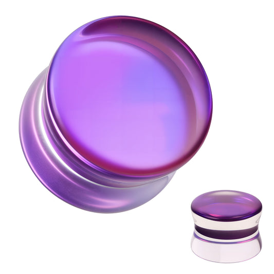 1 Pair 6-14mm Ear Plug Tunnel Purple Glass Ear Expanders Double Flare Ear Gauges