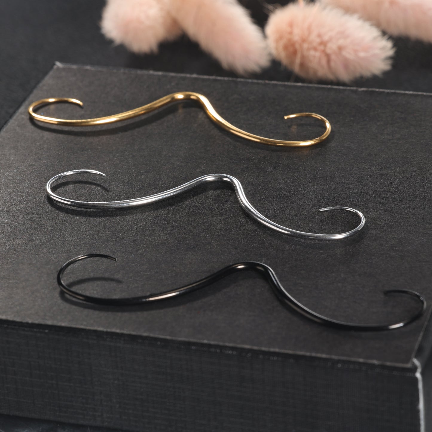 14G/16G Black Mustache Septum Ring Nose Piercing Jewelry